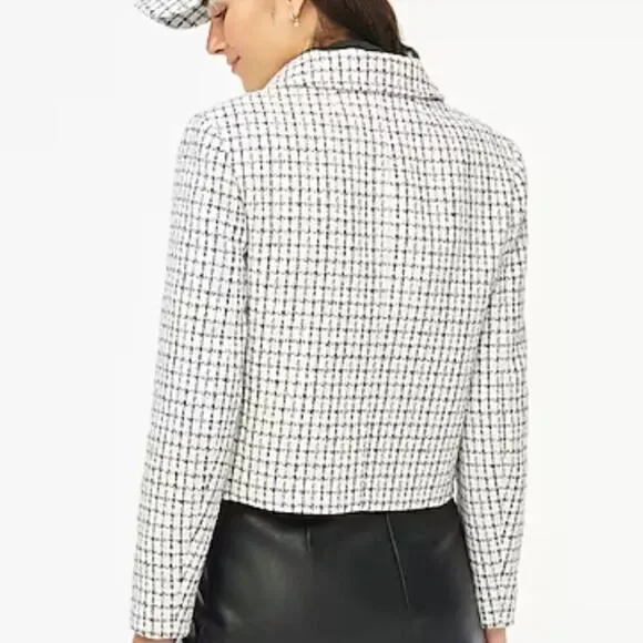 J. Crew Factory Tweed collared lady jacket Black and White NWT - Picture 5 of 13